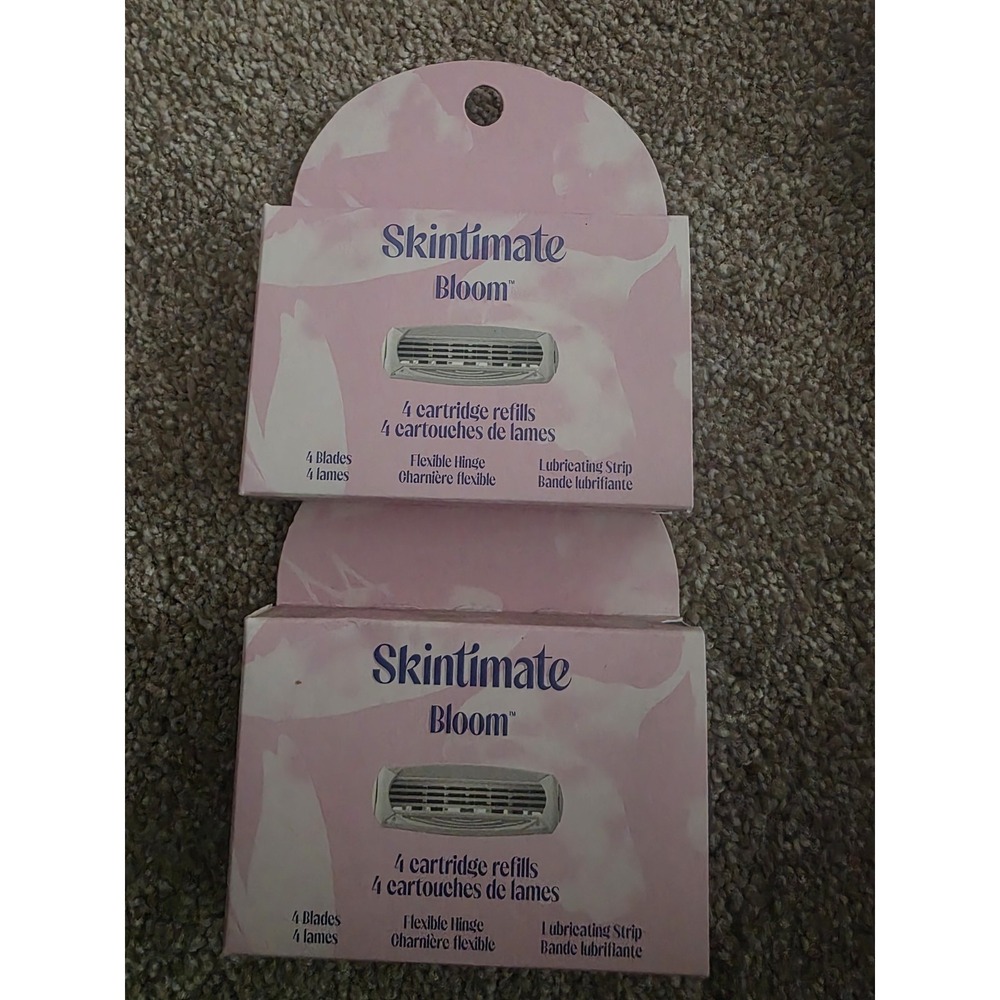 Lot Of 2 Skintimate Bloom 4 Cartridge Refills Womens 4 Blades‎ Flexible Hinge